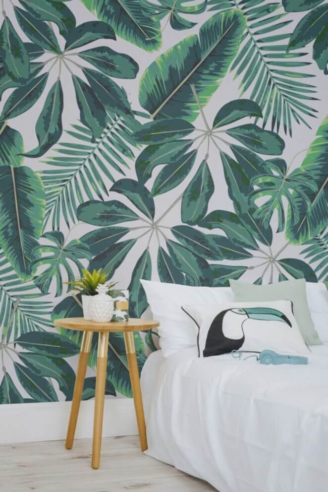 papier peint piur la chambre adulte tendance jungle tropicale - Quel papier peint pour la chambre d’adulte ?
